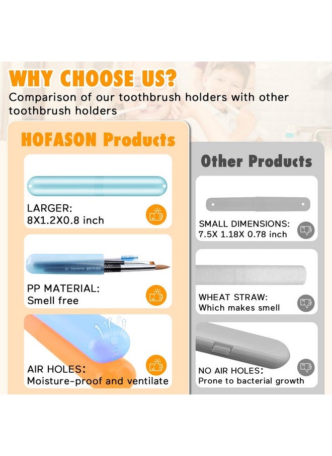HOFASON 24PCS Large Travel Toothbrush Case Holder, Toothbrush Holders Bulk, Kids Classroom Plastic Pencil Case 8x1.2x0.8 inches, Portable Toothpaste Case Cover Protector for Travel Use (6 Colors)