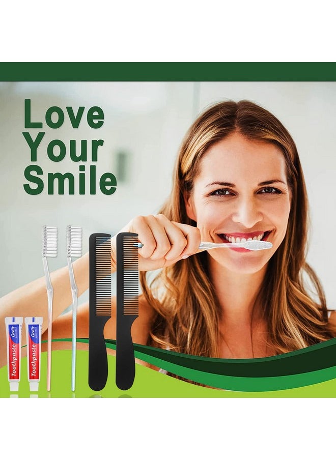 100 Pack Disposable Toothbrushes with Toothpaste and Comb for Homeless Individually Wrapped,10g Travel Toothpaste,7inch Black Hair Comb,Soft Bristle Toothbrush for Hotel,AirBnb,Shelter,Charity