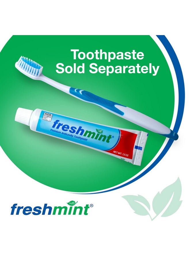 FRESHMINT (100 Pack) Individually Wrapped Premium Toothbrushes, Oversized Easy Grip Rubber Handle, Soft Multi Color Nylon Bristles, Bulk Packed, No Cutting or Tearing Apart Required.