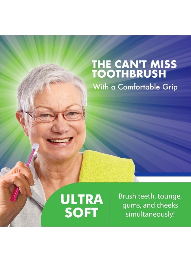 Brilliant Specialty Adult Round Toothbrush for Sensitive Mouths to Support Chemo and Other Sensory Oral Care Needs with Ultra Soft Bristles, Raspberry, 1 Pack