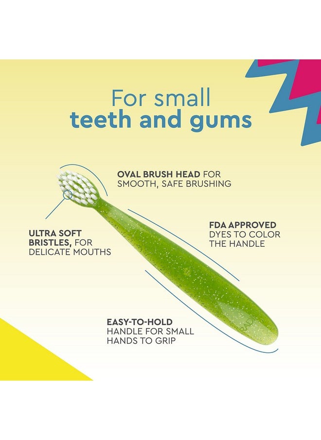 RADIUS Totz Toothbrush Extra Soft Brush BPA Free & ADA Accepted Designed for Delicate Teeth & Gums for Children 18 Months & Up - Blue Coral Yellow - Pack of 3