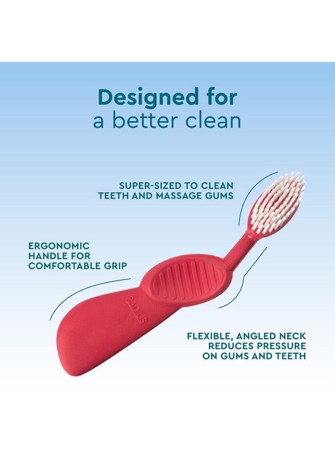 RADIUS Flex Brush with Soft Bristles Toothbrush BPA Free & ADA Accepted Designed to Improve Gum Health & Reduce Issues - Right Hand - Watermelon/White - Pack of 1