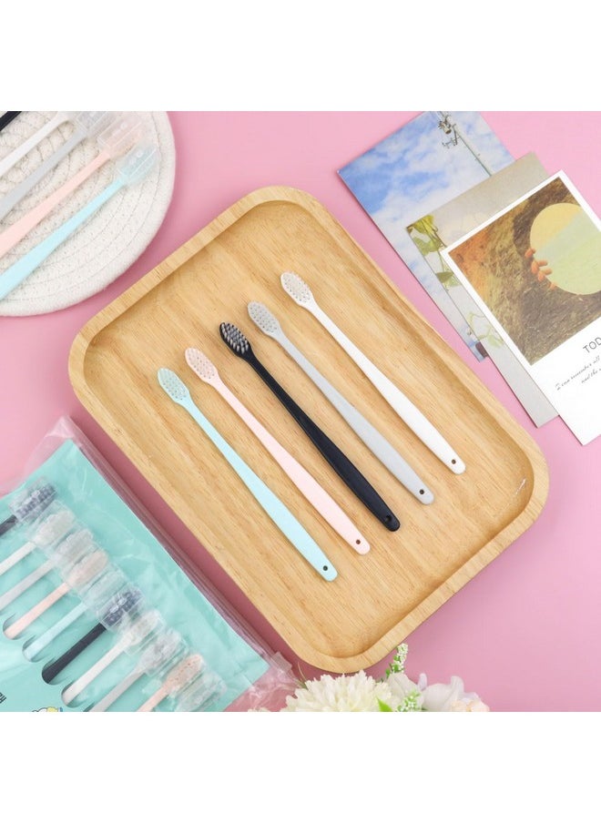 Lomgwumy Disposable Toothbrush, Toothbrush Bulk, Individually Packaged, Tooth Brush Pack with Protective Toothbrush Cover, Soft Bristles, 5 Color Matching, Better Cleaning Effect (PACK-50)