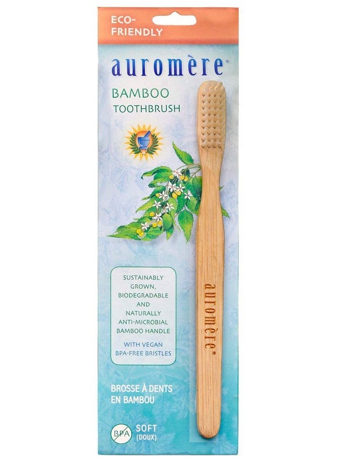 Auromere Bamboo Toothbrush - Eco Friendly, Vegan, Sustainably Grown, with Soft Bristles (1 Pack)