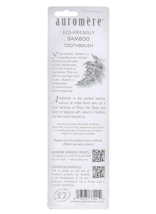 Auromere Bamboo Toothbrush - Eco Friendly, Vegan, Sustainably Grown, with Soft Bristles (1 Pack)