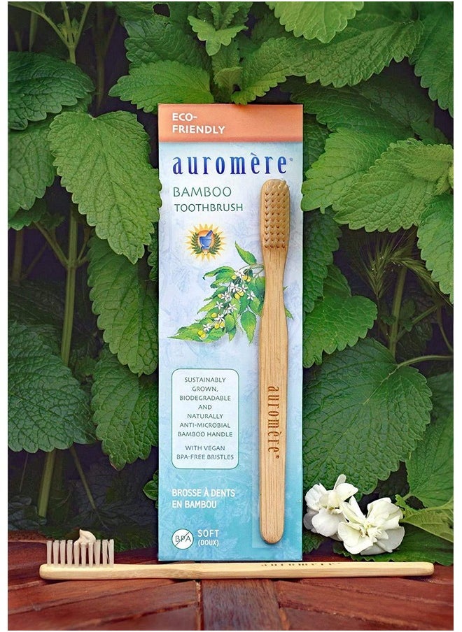 Auromere Bamboo Toothbrush - Eco Friendly, Vegan, Sustainably Grown, with Soft Bristles (1 Pack)