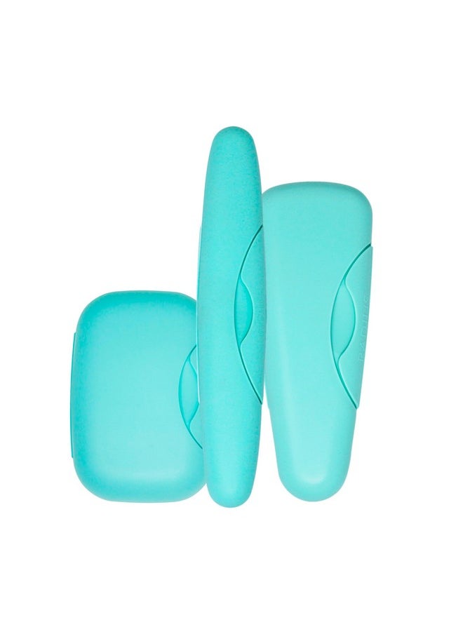 RADIUS Travel Case Value Pack, 3 Count (Toothbrush, Razor, Soap), BPA-Free Recycled Plastic, Portable for Bathroom, School, Home, Camping - Mint Green