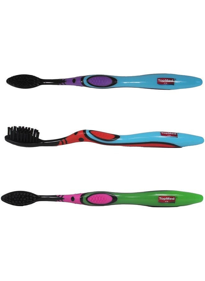 TOPMED ETS Smokers Charcoal Toothbrush Extra Hard (Color May Vary) (3 Count (Pack of 1))