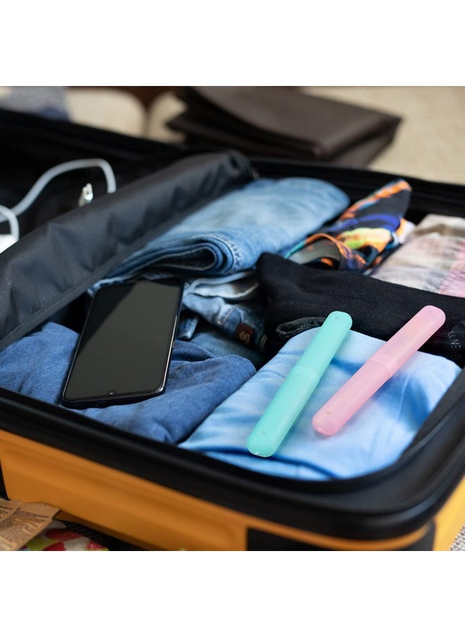 90 Pack Travel Toothbrush Case Holder Bulk Breathable Portable Toothbrush Storage 7 Assorted Color Plastic Toothbrush Container for Home Outdoor Traveling Trip Camping, 8 x 1.2 Inch