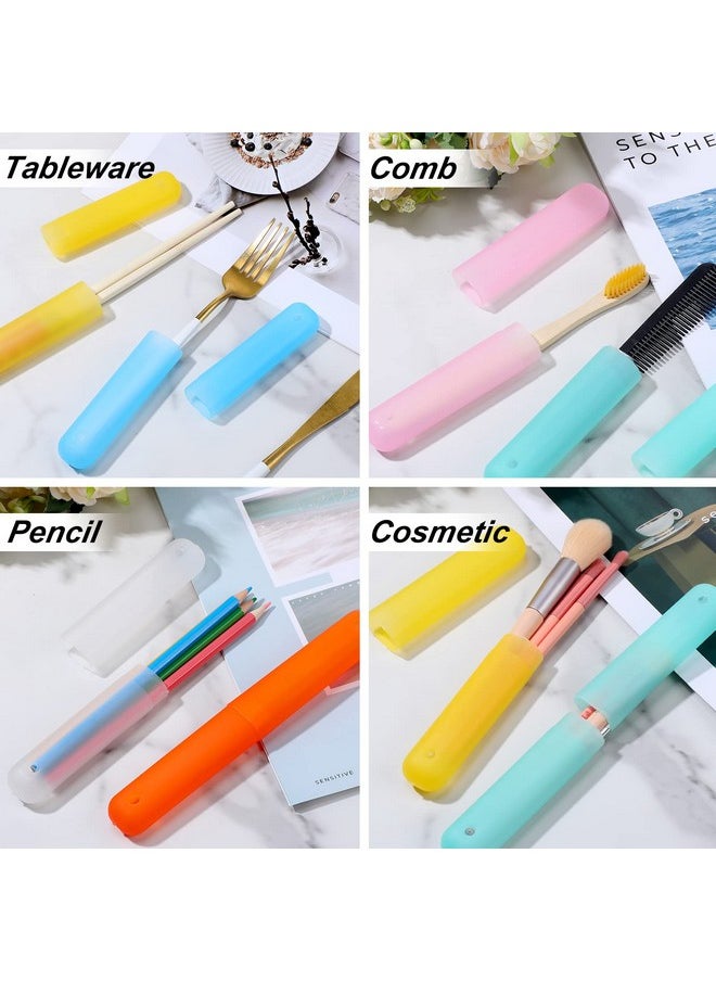 90 Pack Travel Toothbrush Case Holder Bulk Breathable Portable Toothbrush Storage 7 Assorted Color Plastic Toothbrush Container for Home Outdoor Traveling Trip Camping, 8 x 1.2 Inch