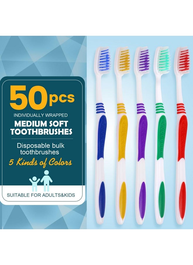 Navona 50 PCS Bulk Toothbrush Pack, Premium Individually Wrapped Disposable Toothbrush, Soft Toothbrush for Adult or Kid, Ergonomics Handle, Soft Bristle Toothbrush, Perfect for Travel, Hotel,Donation