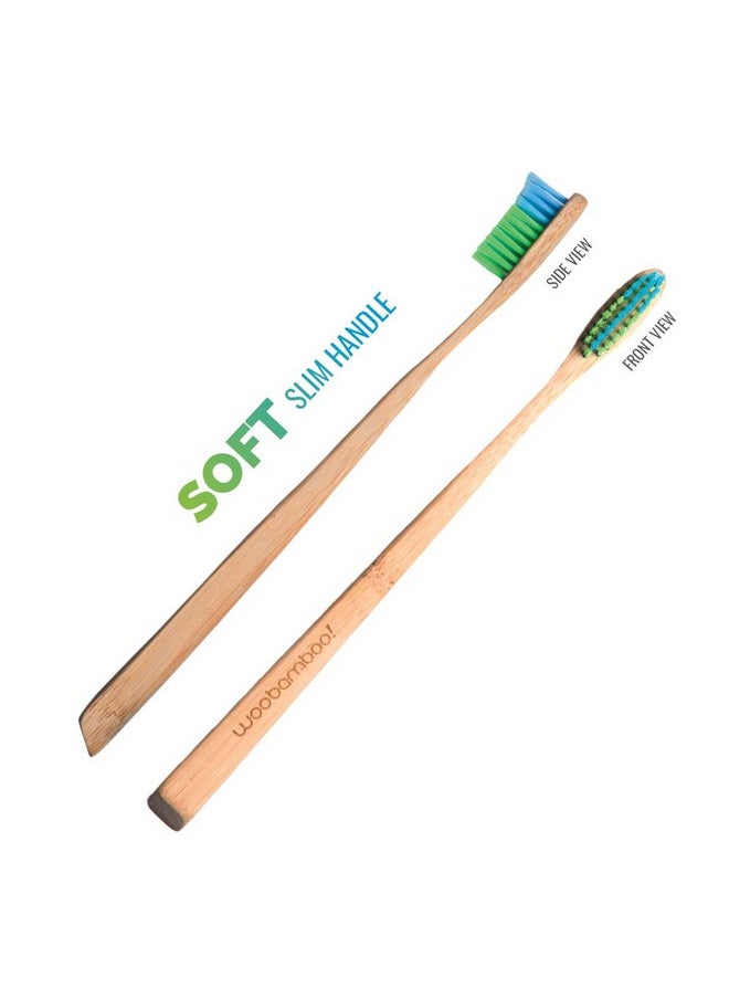 Woobamboo! Bamboo Toothbrush - Slim Handle - Soft Bristle - BPA Free Nylon Bristles - Eco-Friendly, Biodegradable, Compostable, Vegan (Pack of 1)