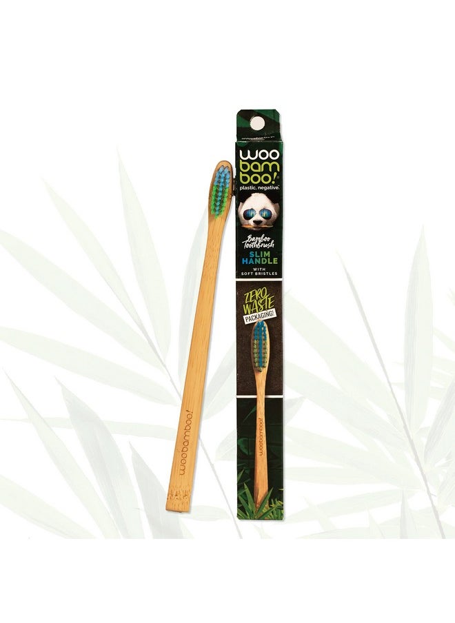 Woobamboo! Bamboo Toothbrush - Slim Handle - Soft Bristle - BPA Free Nylon Bristles - Eco-Friendly, Biodegradable, Compostable, Vegan (Pack of 1)