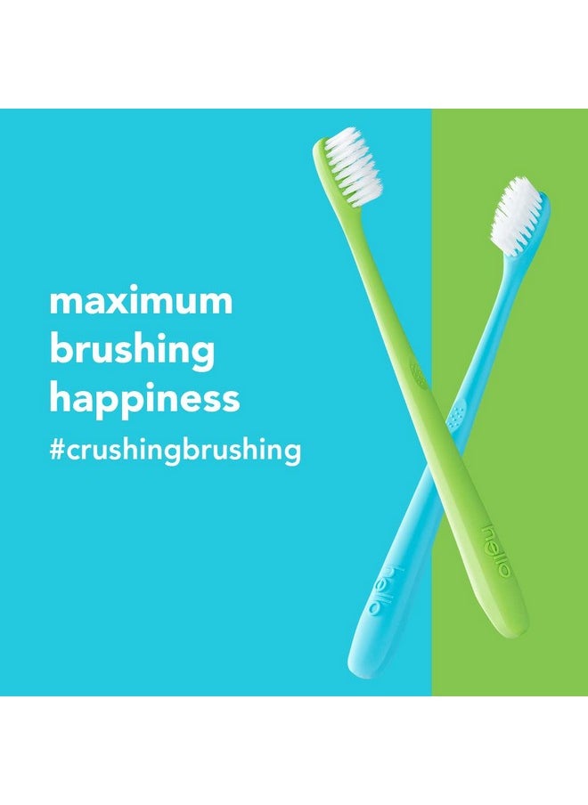 hello Blue & Green Soft Toothbrush, BPA-Free, Made from Plant-Based Materials, 2 Count (Pack of 2)
