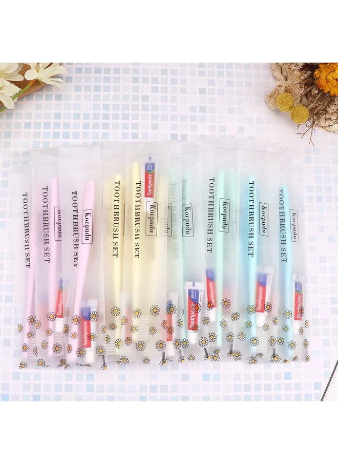 disposable toothbrush, delicate toothbrush bulk, toothbrush in bulk, 4 colors, individually packaged, bulk toothbrush and toothpaste sets are suitable use at hotel, home, travel, camping (40 pieces)