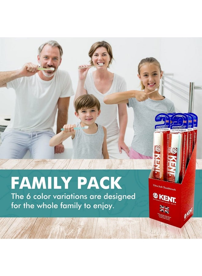 [KENT] CLASSIC Medium Head Extra Soft Toothbrush, Sensitive Teeth & Gums for Adults & Teens - (Set of 6)