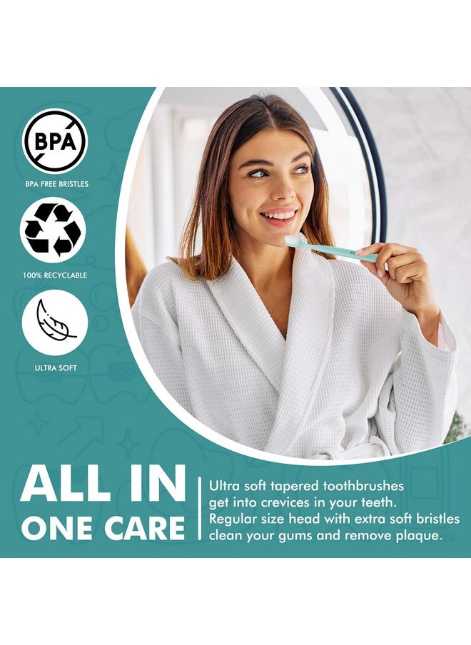 [KENT] CLASSIC Medium Head Extra Soft Toothbrush, Sensitive Teeth & Gums for Adults & Teens - (Set of 6)