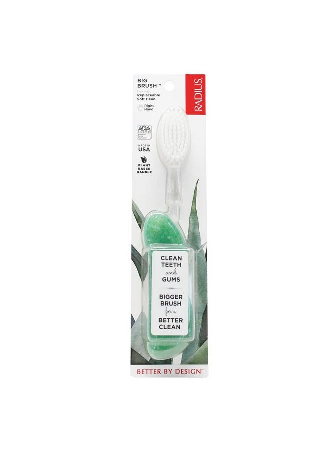 RADIUS Toothbrush Big Brush with Replaceable Head, Right Hand Soft Soda Pop Eco-Grind, 1 Unit, BPA Free and ADA Accepted, Designed to Clean Teeth and Reduce The Risk of Gum Disease