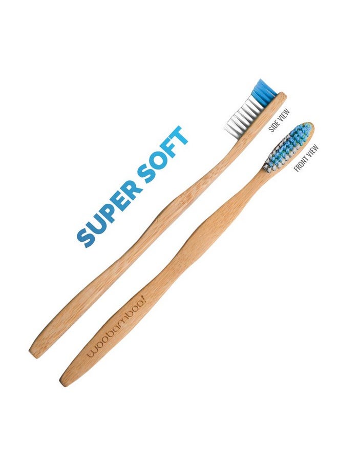 Woobamboo! Bamboo Toothbrush - Adult - Super Soft BPA Free Nylon Bristles - Eco-Friendly, Plastic Negative, Biodegradable, Compostable, Vegan (Pack of 4)