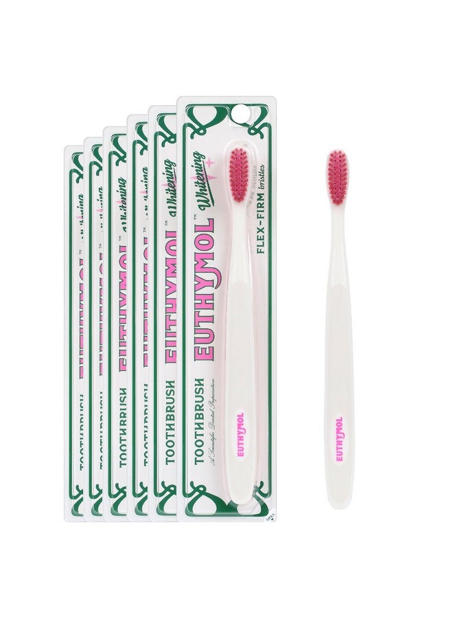 Euthymol Whitening Toothbrush (White, 6 Count) - Premium Soft Dual-Tension Bristles. Advanced Plaque Removal, Stain Reduction.