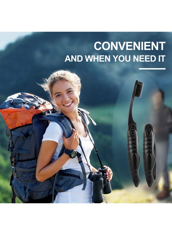 Boao 8 Packs Travel Toothbrushes Individually Wrapped Black Folding Toothbrush for Travel Camping Portable Charcoal Toothbrush with Soft Medium Bristles