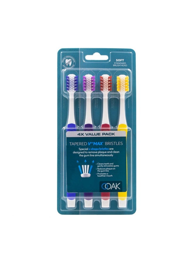 Ooak Toothbrush, Tapered V++Max Soft Bristles, 4 Pack