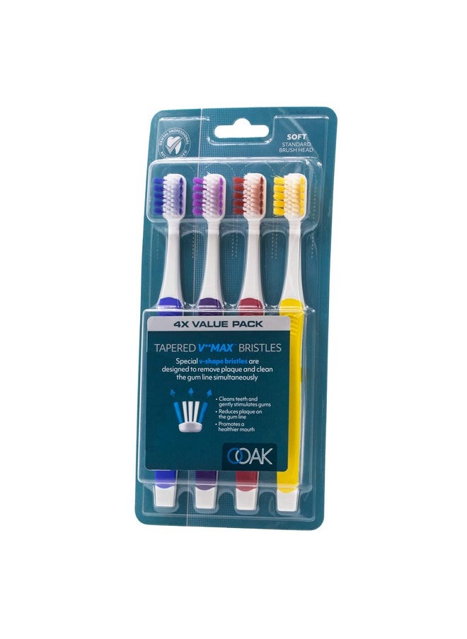 Ooak Toothbrush, Tapered V++Max Soft Bristles, 4 Pack