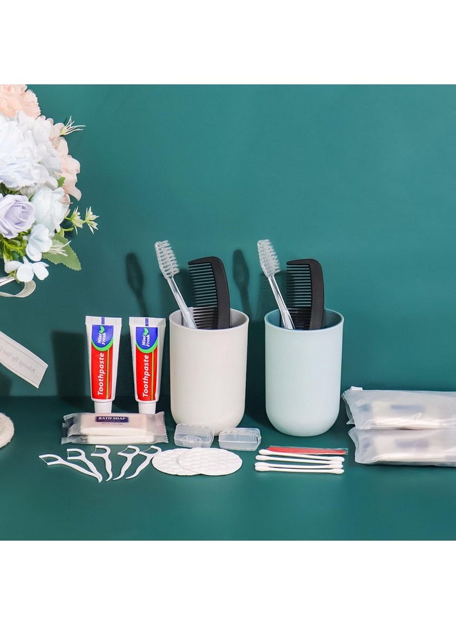 HQSLsund 50 Sets Personal Hygiene Kit Bulk, Disposable Toothbrushes with Toothpaste Floss Comb Soap Cover and Vanity Kit, Toiletry Kits Homeless Supplies Bulk for Women,Men,Travel,Homeless