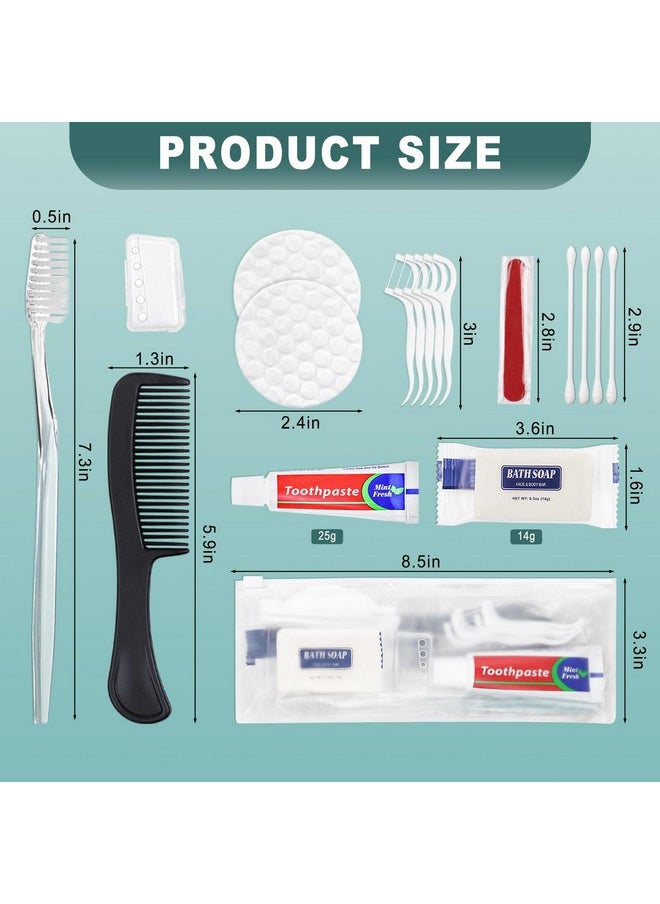 HQSLsund 50 Sets Personal Hygiene Kit Bulk, Disposable Toothbrushes with Toothpaste Floss Comb Soap Cover and Vanity Kit, Toiletry Kits Homeless Supplies Bulk for Women,Men,Travel,Homeless