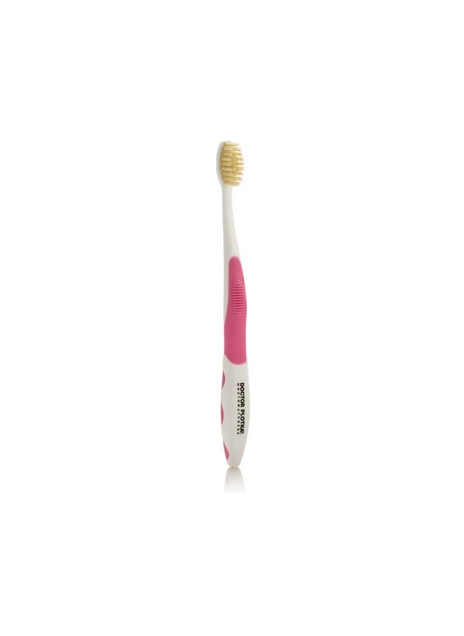 MOUTHWATCHERS Extra Soft Kids Toothbrush, Manual Flossing Toothbrushes, Ultra Clean, Pink Childrens Toothbrush, Good for Sensitive Teeth and Gums, by Dr. Plotka's