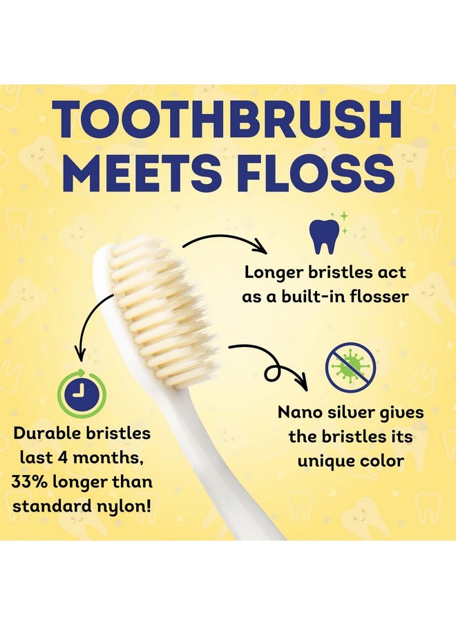 MOUTHWATCHERS Extra Soft Kids Toothbrush, Manual Flossing Toothbrushes, Ultra Clean, Pink Childrens Toothbrush, Good for Sensitive Teeth and Gums, by Dr. Plotka's