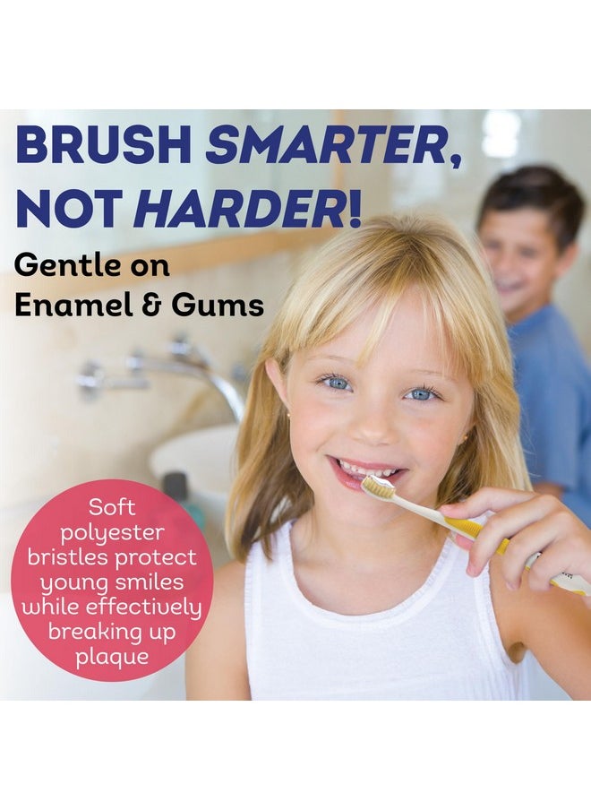 MOUTHWATCHERS Extra Soft Kids Toothbrush, Manual Flossing Toothbrushes, Ultra Clean, Pink Childrens Toothbrush, Good for Sensitive Teeth and Gums, by Dr. Plotka's