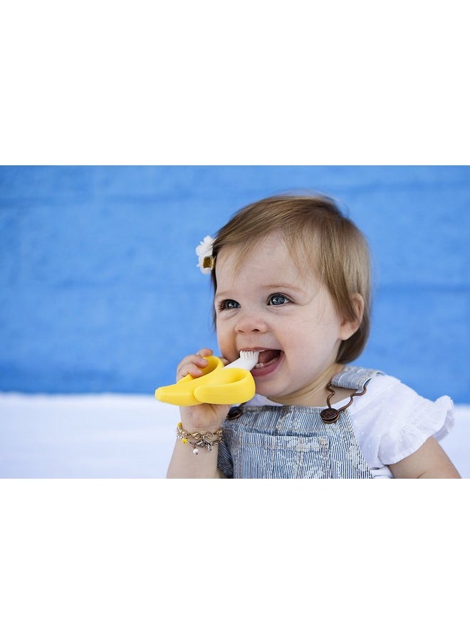 The Original Baby Banana Toothbrush Teether Toy, for Babies Infants Toddlers; USA Family-Owned Business; Teething Relief for Sore Gums, Massaging Soothing; Safest Food Grade Silicone