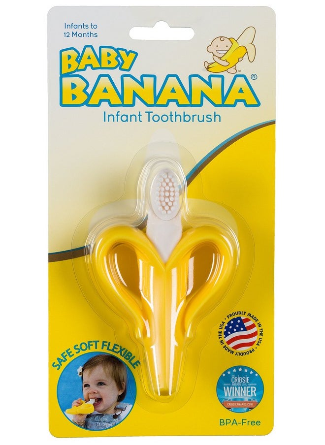 The Original Baby Banana Toothbrush Teether Toy, for Babies Infants Toddlers; USA Family-Owned Business; Teething Relief for Sore Gums, Massaging Soothing; Safest Food Grade Silicone