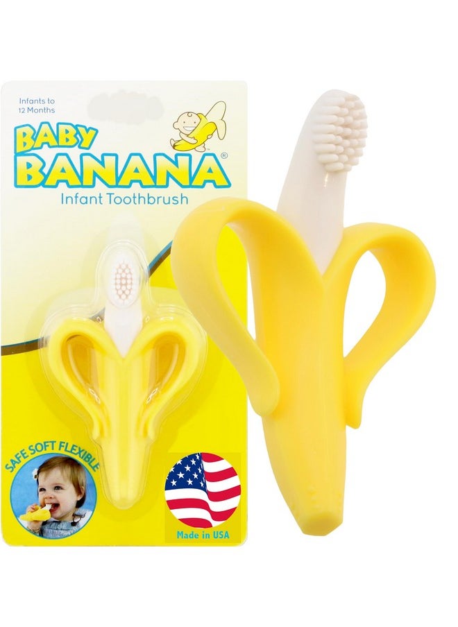 The Original Baby Banana Toothbrush Teether Toy, for Babies Infants Toddlers; USA Family-Owned Business; Teething Relief for Sore Gums, Massaging Soothing; Safest Food Grade Silicone