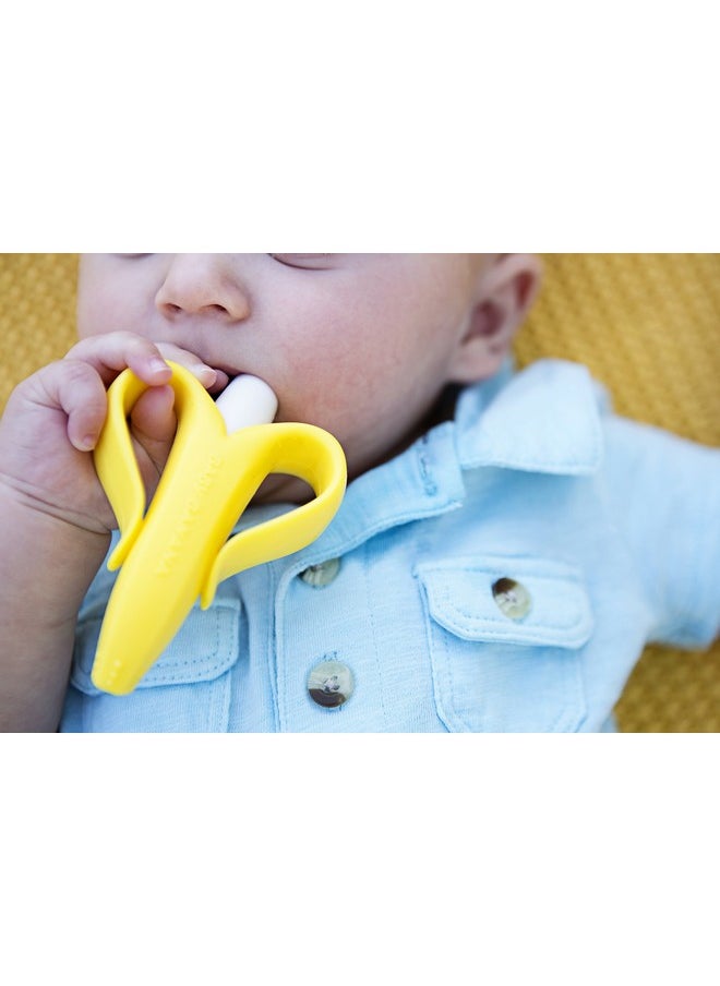 The Original Baby Banana Toothbrush Teether Toy, for Babies Infants Toddlers; USA Family-Owned Business; Teething Relief for Sore Gums, Massaging Soothing; Safest Food Grade Silicone