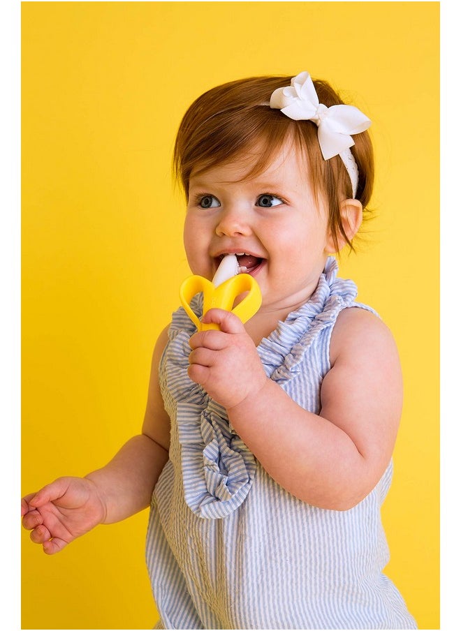 The Original Baby Banana Toothbrush Teether Toy, for Babies Infants Toddlers; USA Family-Owned Business; Teething Relief for Sore Gums, Massaging Soothing; Safest Food Grade Silicone