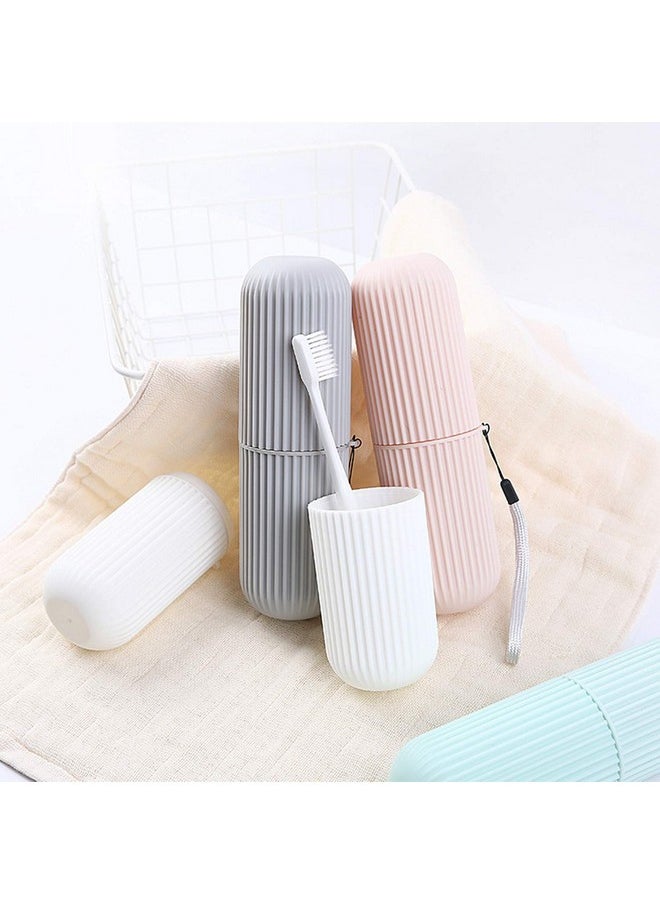 LONG TAO 4 Pcs Travel Toothbrush Case Portable Toothbrush Storage Box Toothbrush Travel Containers Wash Cup Holder Organizer for Trips and Daily Use (Green, Grey,Pink,White)