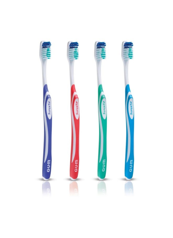 GUM Super Tip Toothbrush, Soft Bristle Toothbrush for Adults with Tongue Cleaner, Compact Head, 1ct (Pack of 12)
