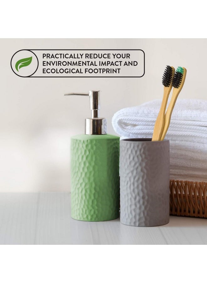 Lindo EcoGrip Charcoal Infused Bamboo Toothbrush - Soft German Made Fiber Bristles, Organic, Biodegradable and 100% Recyclable, Multi-Colored - Pack of 4