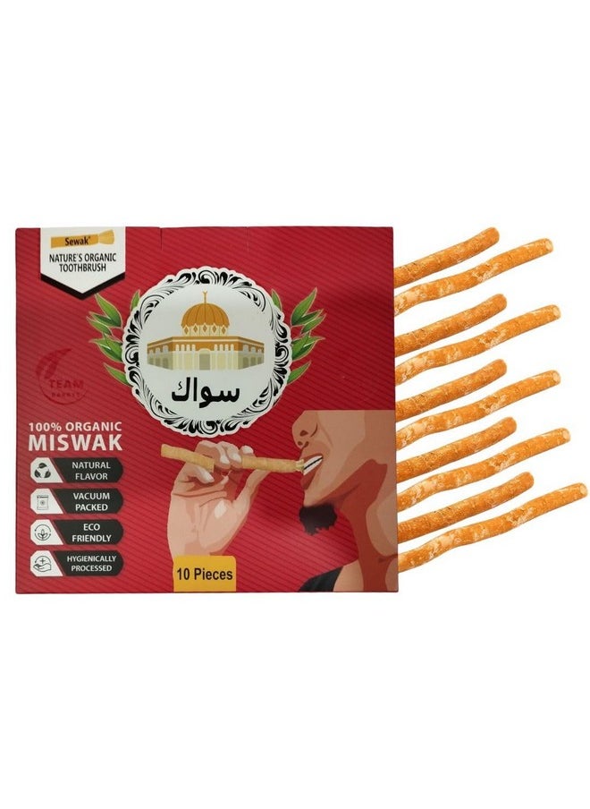 SEWAK Miswak Sticks for Teeth Natural Toothbrush Organic مسواك Vegan and Cruelty Free Vacuum Sealed (Pack of 10)