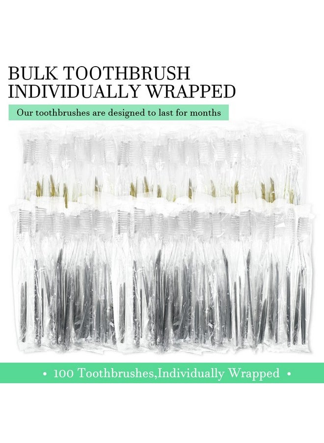 Remerry 100 Pack Individually Wrapped Disposable Toothbrushes Bulk Travel Toothbrushes Manual Disposable Tooth Brush Soft Bristle Tooth Brush for Adults Hotel Guest Camping Travel, 2 Colors