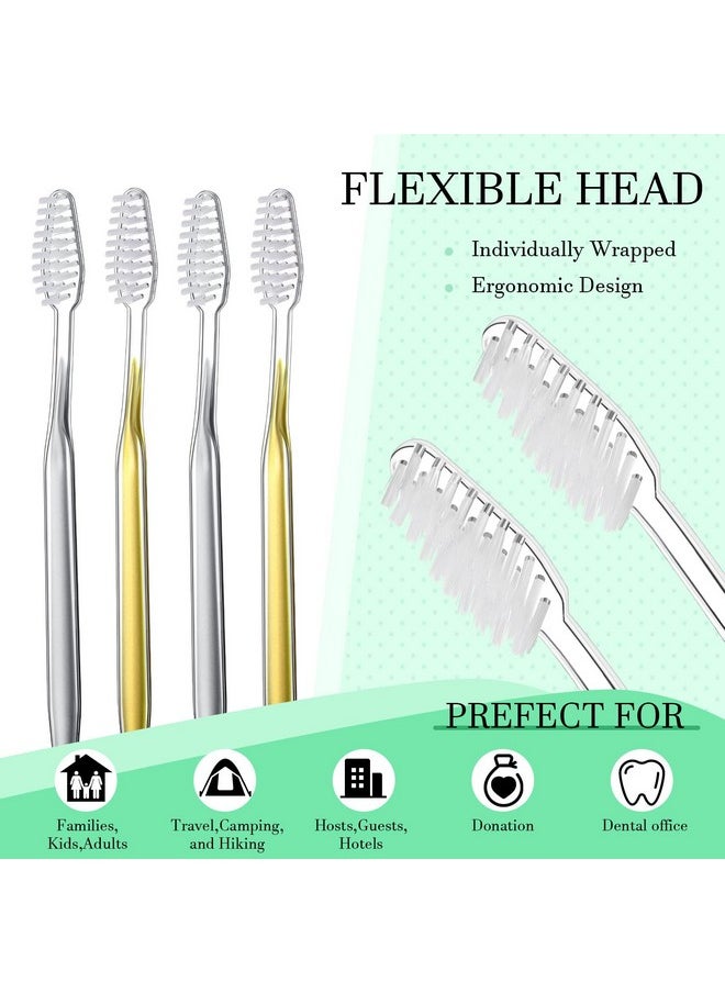 Remerry 100 Pack Individually Wrapped Disposable Toothbrushes Bulk Travel Toothbrushes Manual Disposable Tooth Brush Soft Bristle Tooth Brush for Adults Hotel Guest Camping Travel, 2 Colors
