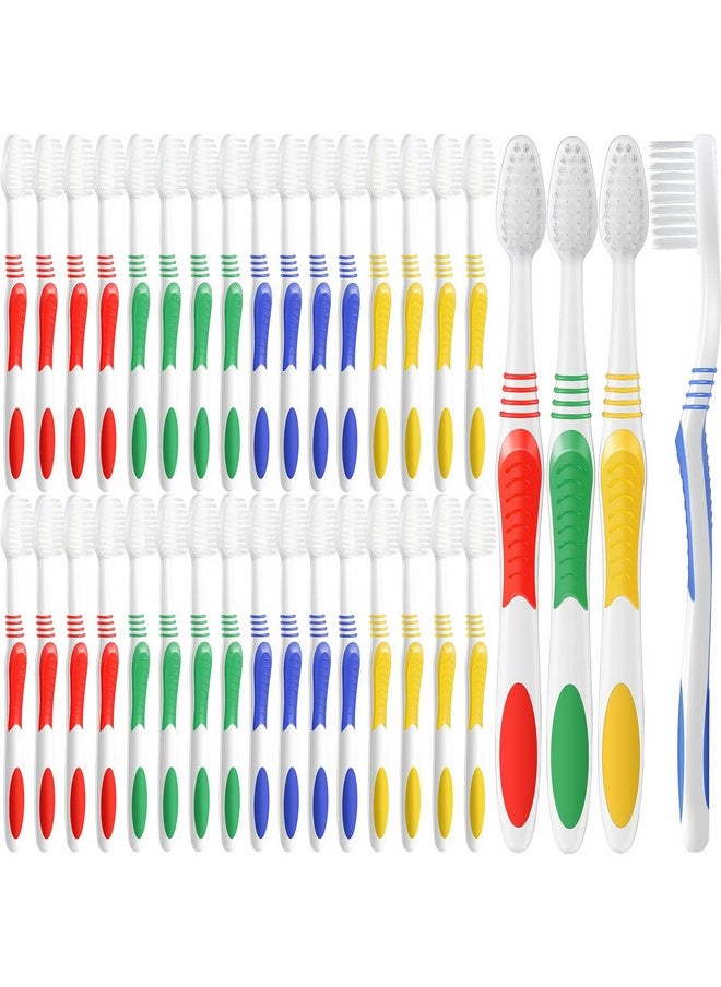 Honeydak 200 Packs Bulk Toothbrushes Individually Wrapped Manual Disposable Travel Toothbrush Set Made with a Medium Soft Large Brush Head Multiple Colors