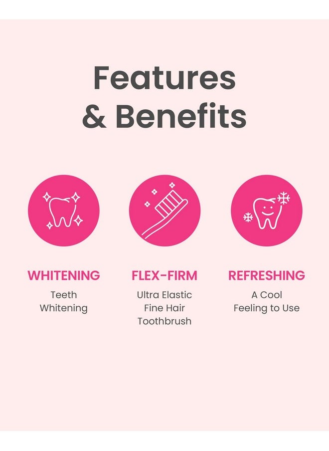 Euthymol Whitening Toothbrush (Pink, 6 Count) - Premium Soft Dual-Tension Bristles. Advanced Plaque Removal, Stain Reduction.