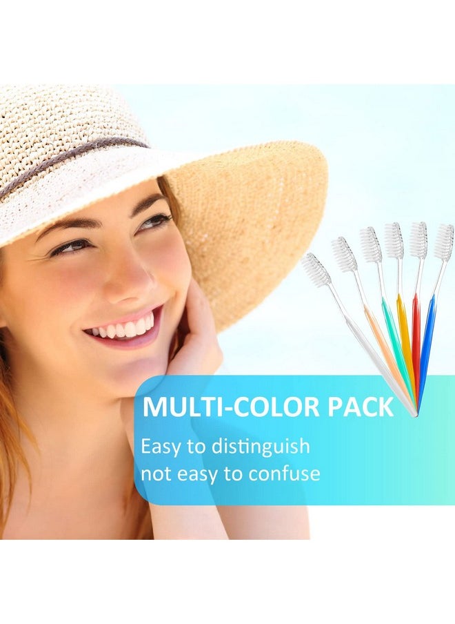 600 Pcs Individually Wrapped Toothbrush Set Medium Soft Bristle Toothbrushes Bulk Packed Disposable Tooth Brush Travel Manual Toothbrush for Hotels Travel Adults Guest, 6 Colors