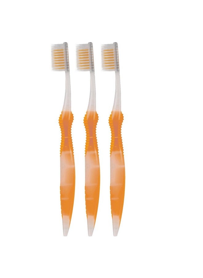Sofresh Flossing Toothbrush - Adult Size | Your Choice of Color | (3-Pack, Orange)