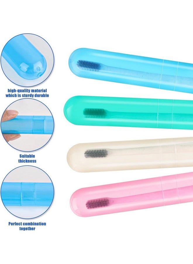 Generic 4 Pack Toothbrush Cases Travel Toothbrush Holder Portable Toothbrush Container Case Plastic Toothbrush Carrier Cover Case for Traveling, Bathroom, School, Home, Camping, Blue,Green,Pink,Beige