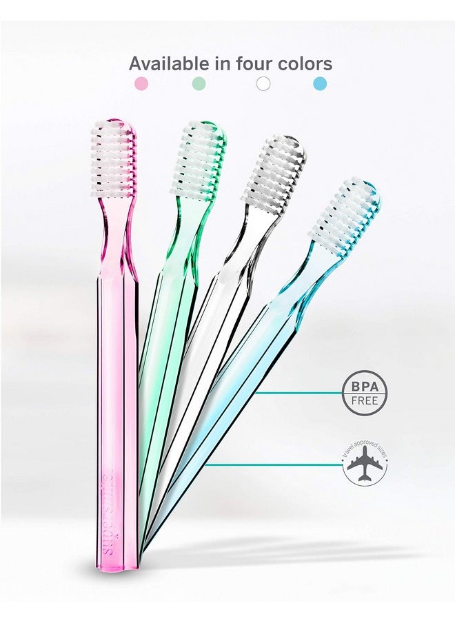 Supersmile New Generation Toothbrush w/ Patented 45° Soft Nylon Bristles - Whitening Tooth Brush w/ Ergonomic Handle Guarantees ADA Recommended Brushing Angle for Adults & Children (Clear),1 Count