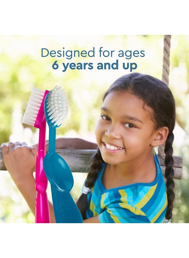 RADIUS Kidz Toothbrush Children's Right Hand BPA Free ADA Accepted Designed to Clean Teeth & Gums for Children 6 Years & Up - Green Blue Orange - Pack of 3